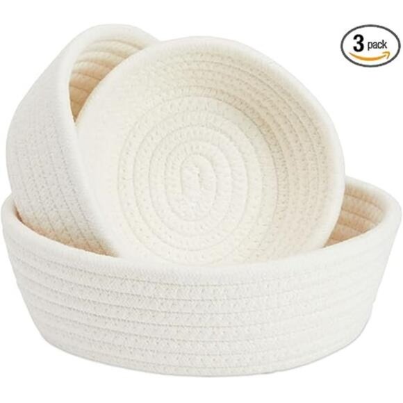 3-Pack Small Round Cotton Rope Woven Storage Baskets-Nesting Bins for Organizing - Picture 8 of 8